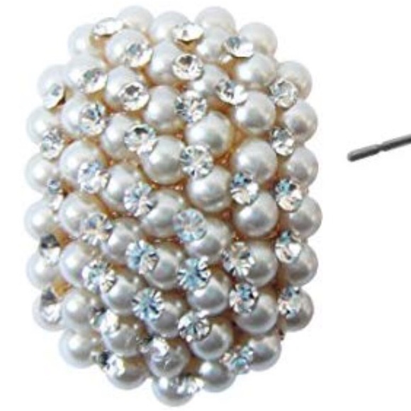 18k Gold Plated /Pearls White Crystal Earrings - Picture 3 of 3